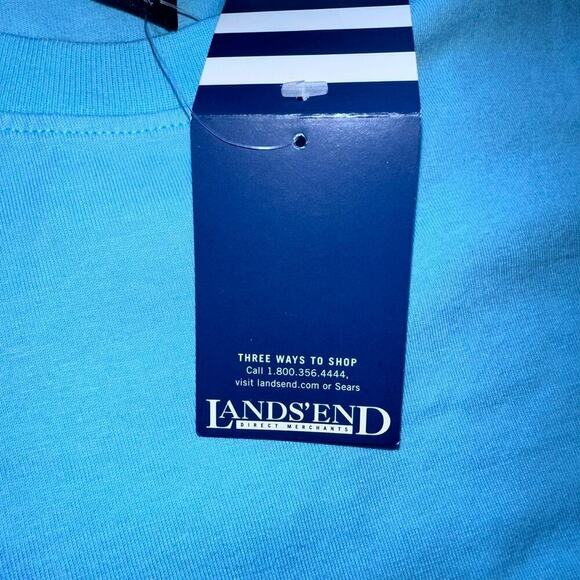 NWT Women’s Medium Lands’ End Light Blue SS Tunic Tee 100% Cotton Top Shirt - Picture 4 of 6